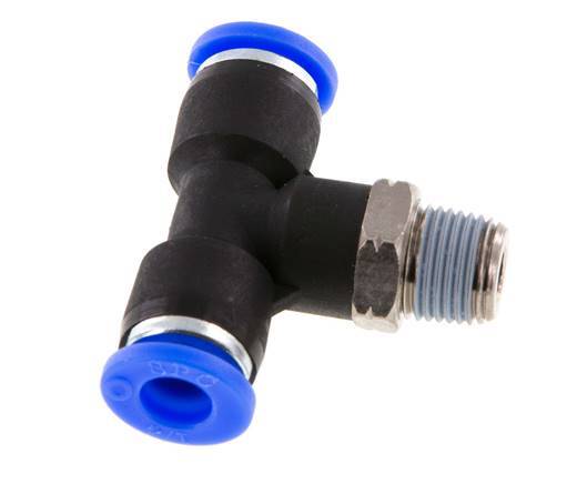 Raccord enfichable en T 1/4'' x 1/8'' NPT à filetage mâle en laiton/PBT NBR rotatif [2 pièces].