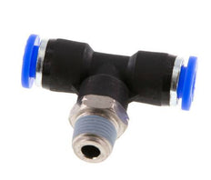 Raccord enfichable en T 1/4'' x 1/8'' NPT à filetage mâle en laiton/PBT NBR rotatif [2 pièces].