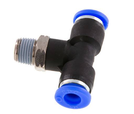 Raccord enfichable en T 1/4'' x 1/8'' NPT à filetage mâle en laiton/PBT NBR rotatif [2 pièces].