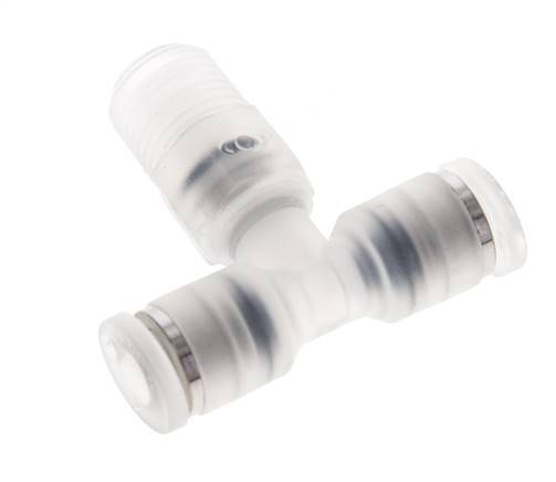 Té en ligne 4mm x R1/8'' Raccord enfichable à filets mâles Laiton/PA 66 NBR Rotatif