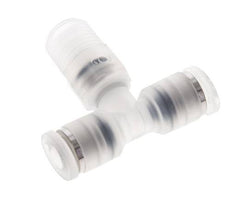 Té en ligne 4mm x R1/8'' Raccord enfichable à filets mâles Laiton/PA 66 NBR Rotatif