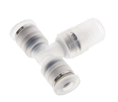 Té en ligne 4mm x R1/8'' Raccord enfichable à filets mâles Laiton/PA 66 NBR Rotatif