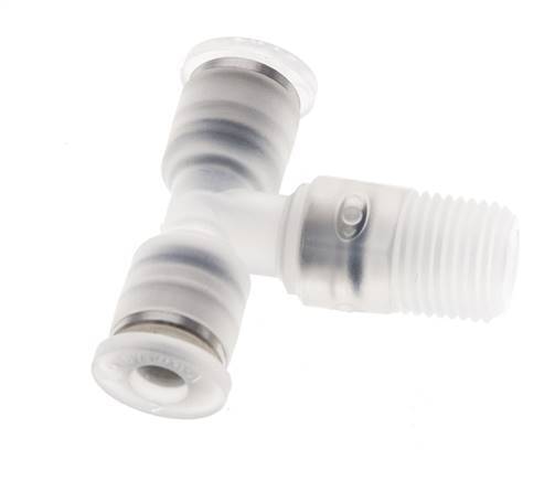 Té en ligne 4mm x R1/8'' Raccord enfichable à filets mâles Laiton/PA 66 NBR Rotatif