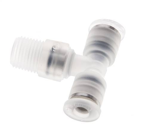 Té en ligne 4mm x R1/8'' Raccord enfichable à filets mâles Laiton/PA 66 NBR Rotatif