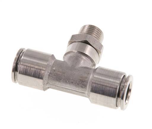 té en ligne 8mm x R1/8'' Raccord enfichable à filets mâles en acier inoxydable FKM rotatif