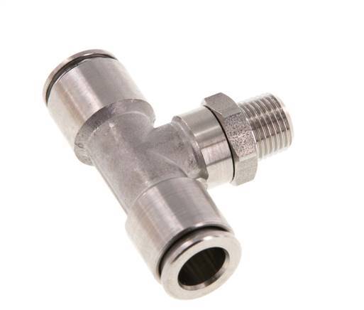 té en ligne 8mm x R1/8'' Raccord enfichable à filets mâles en acier inoxydable FKM rotatif