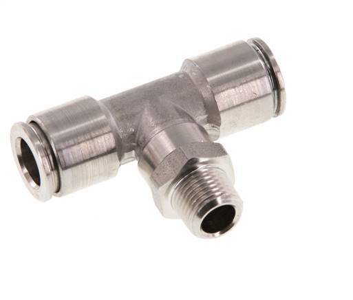 té en ligne 8mm x R1/8'' Raccord enfichable à filets mâles en acier inoxydable FKM rotatif