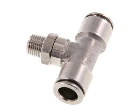 té en ligne 8mm x R1/8'' Raccord enfichable à filets mâles en acier inoxydable FKM rotatif