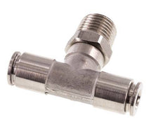 6mm x R1/4'' Inline Tee Push-in Fitting with Male Threads Stainless Steel FKM Rotatable