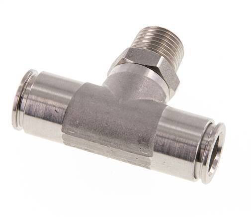 té en ligne 10mm x R1/4'' Raccord enfichable à filets mâles en acier inoxydable FKM rotatif