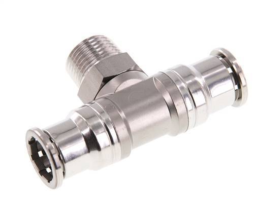 té en ligne 16mm x R1/2'' Raccord enfichable à filets mâles en acier inoxydable FKM rotatif