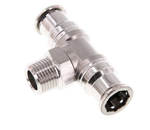 té en ligne 16mm x R1/2'' Raccord enfichable à filets mâles en acier inoxydable FKM rotatif