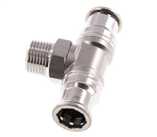 té en ligne 16mm x R1/2'' Raccord enfichable à filets mâles en acier inoxydable FKM rotatif