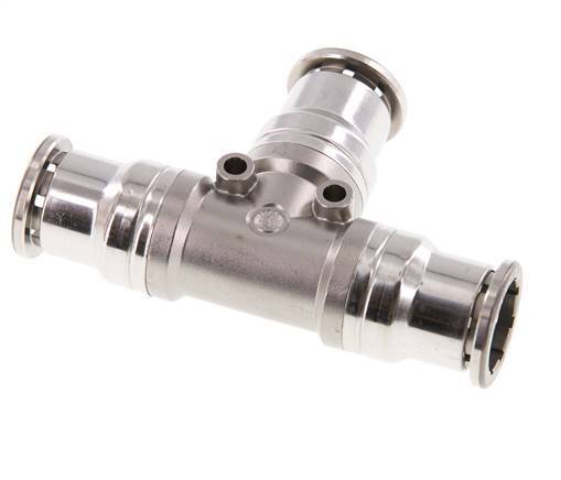 Raccord enfichable en T 16mm Acier inoxydable FKM