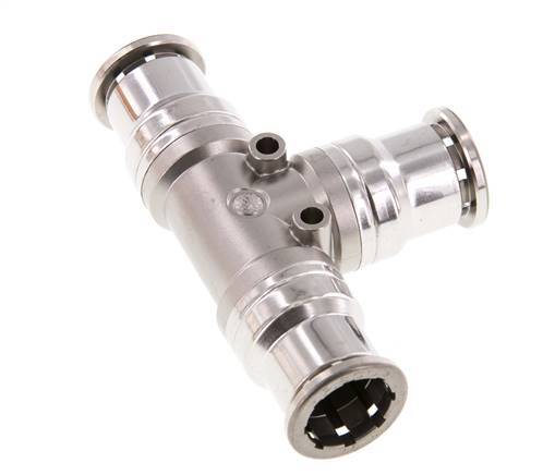 Raccord enfichable en T 16mm Acier inoxydable FKM