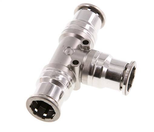 Raccord enfichable en T 16mm Acier inoxydable FKM