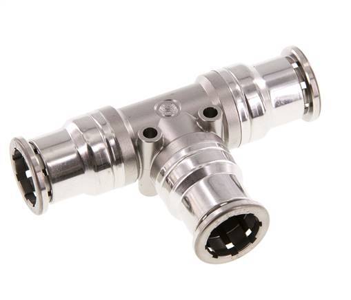 Raccord enfichable en T 16mm Acier inoxydable FKM