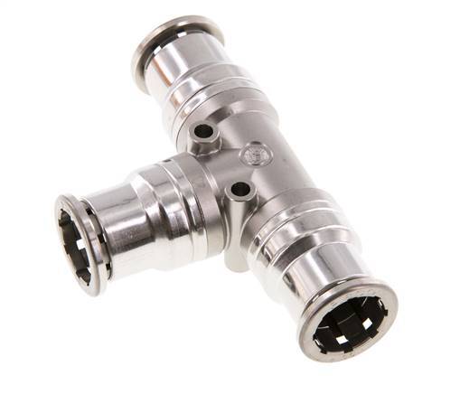 Raccord enfichable en T 16mm Acier inoxydable FKM