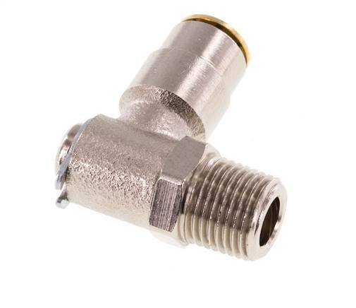 Raccord enfichable coudé 90deg 4mm x R1/8'' avec filets mâles Laiton NBR RotatifHaute pression