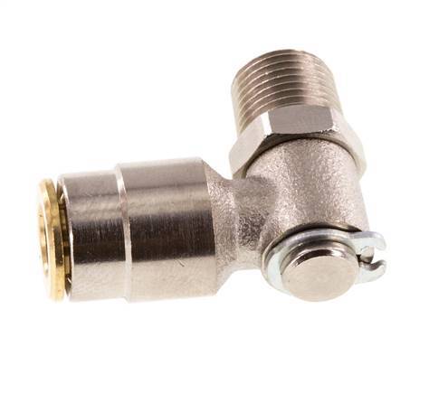 Raccord enfichable coudé 90deg 6mm x R1/8'' avec filets mâles Laiton NBR RotatifHaute pression