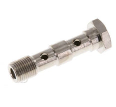 Boulon banjo en laiton nickelé à 2 voies avec filetage mâle G1/8'' L40.5mm [5 pièces].