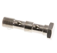 Boulon banjo en laiton nickelé à 2 voies avec filetage mâle G1/8'' L40.5mm [5 pièces].