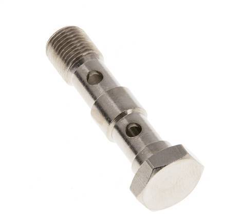 Boulon banjo en laiton nickelé à 2 voies avec filetage mâle G1/8'' L40.5mm [5 pièces].
