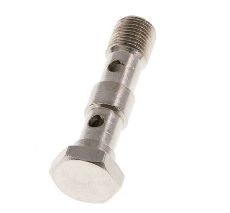 Boulon banjo en laiton nickelé à 2 voies avec filetage mâle G1/8'' L40.5mm [5 pièces].
