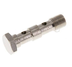 Boulon banjo en laiton nickelé à 2 voies avec filetage mâle G1/8'' L40.5mm [5 pièces].