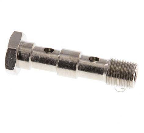 Boulon banjo en laiton nickelé à 2 voies avec filetage mâle G1/8'' L40.5mm [5 pièces].