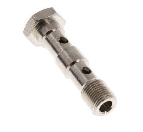 Boulon banjo en laiton nickelé à 2 voies avec filetage mâle G1/8'' L40.5mm [5 pièces].
