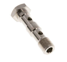 Boulon banjo en laiton nickelé à 2 voies avec filetage mâle G1/8'' L40.5mm [5 pièces].