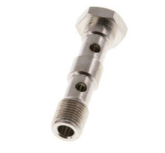 Boulon banjo en laiton nickelé à 2 voies avec filetage mâle G1/8'' L40.5mm [5 pièces].