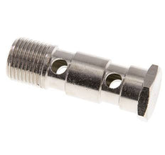 Boulon banjo à 2 voies en laiton nickelé avec filetage mâle G1/2'' L62.5mm