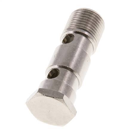 Boulon banjo à 2 voies en laiton nickelé avec filetage mâle G1/2'' L62.5mm