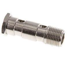 Boulon banjo à 2 voies en laiton nickelé avec filetage mâle G1/2'' L62.5mm