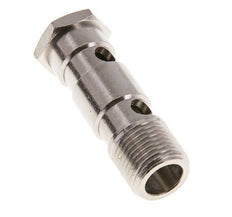 Boulon banjo à 2 voies en laiton nickelé avec filetage mâle G1/2'' L62.5mm