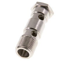 Boulon banjo à 2 voies en laiton nickelé avec filetage mâle G1/2'' L62.5mm
