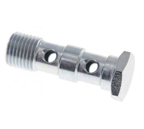 Boulon banjo en acier zingué à 2 voies avec filetage mâle G1/4'' L41.5mm [2 Pièces]