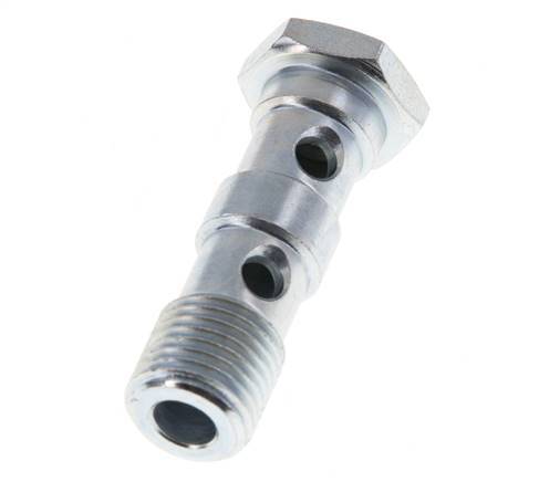 Boulon banjo en acier zingué à 2 voies avec filetage mâle G1/4'' L41.5mm [2 Pièces]