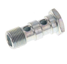 Boulon Banjo 2 voies en acier zingué avec filetage mâle G3/8'' L43mm
