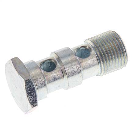 Boulon Banjo 2 voies en acier zingué avec filetage mâle G3/8'' L43mm