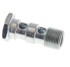 Boulon Banjo 2 voies en acier zingué avec filetage mâle G3/8'' L43mm