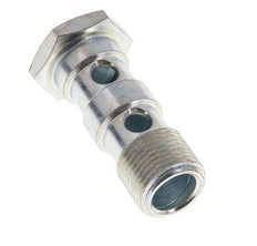 Boulon Banjo 2 voies en acier zingué avec filetage mâle G3/8'' L43mm