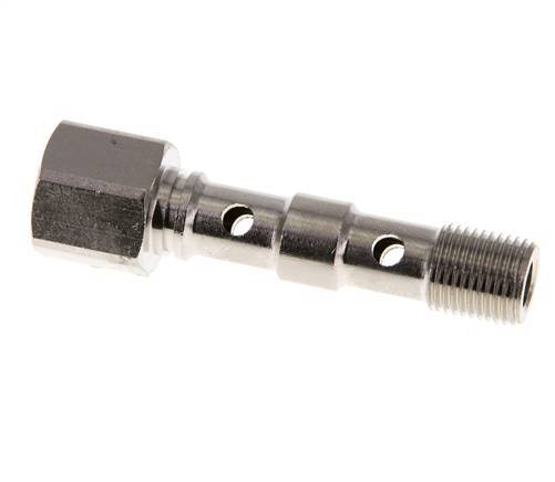 Boulon Banjo 2 voies en laiton nickelé avec filets mâle et femelle G1/8'' L40.5mm [2 Pièces]