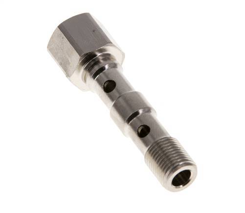 Boulon Banjo 2 voies en laiton nickelé avec filets mâle et femelle G1/8'' L40.5mm [2 Pièces]