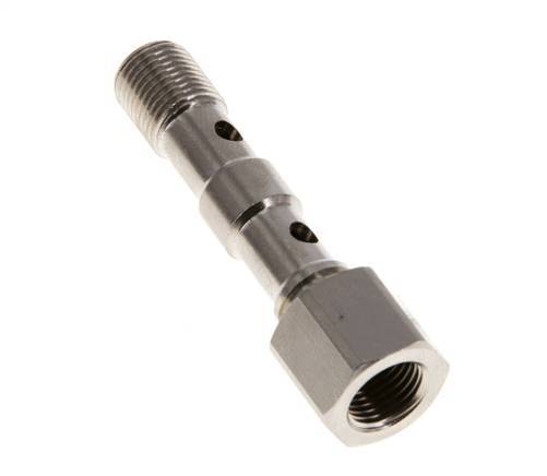 Boulon Banjo 2 voies en laiton nickelé avec filets mâle et femelle G1/8'' L40.5mm [2 Pièces]