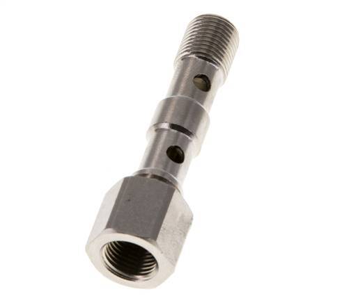 Boulon Banjo 2 voies en laiton nickelé avec filets mâle et femelle G1/8'' L40.5mm [2 Pièces]