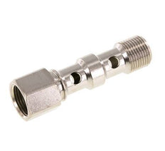 Boulon banjo à 2 voies en laiton nickelé avec filetage mâle et femelle G3/8'' L53.8mm