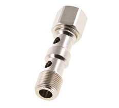 Boulon banjo à 2 voies en laiton nickelé avec filetage mâle et femelle G3/8'' L53.8mm